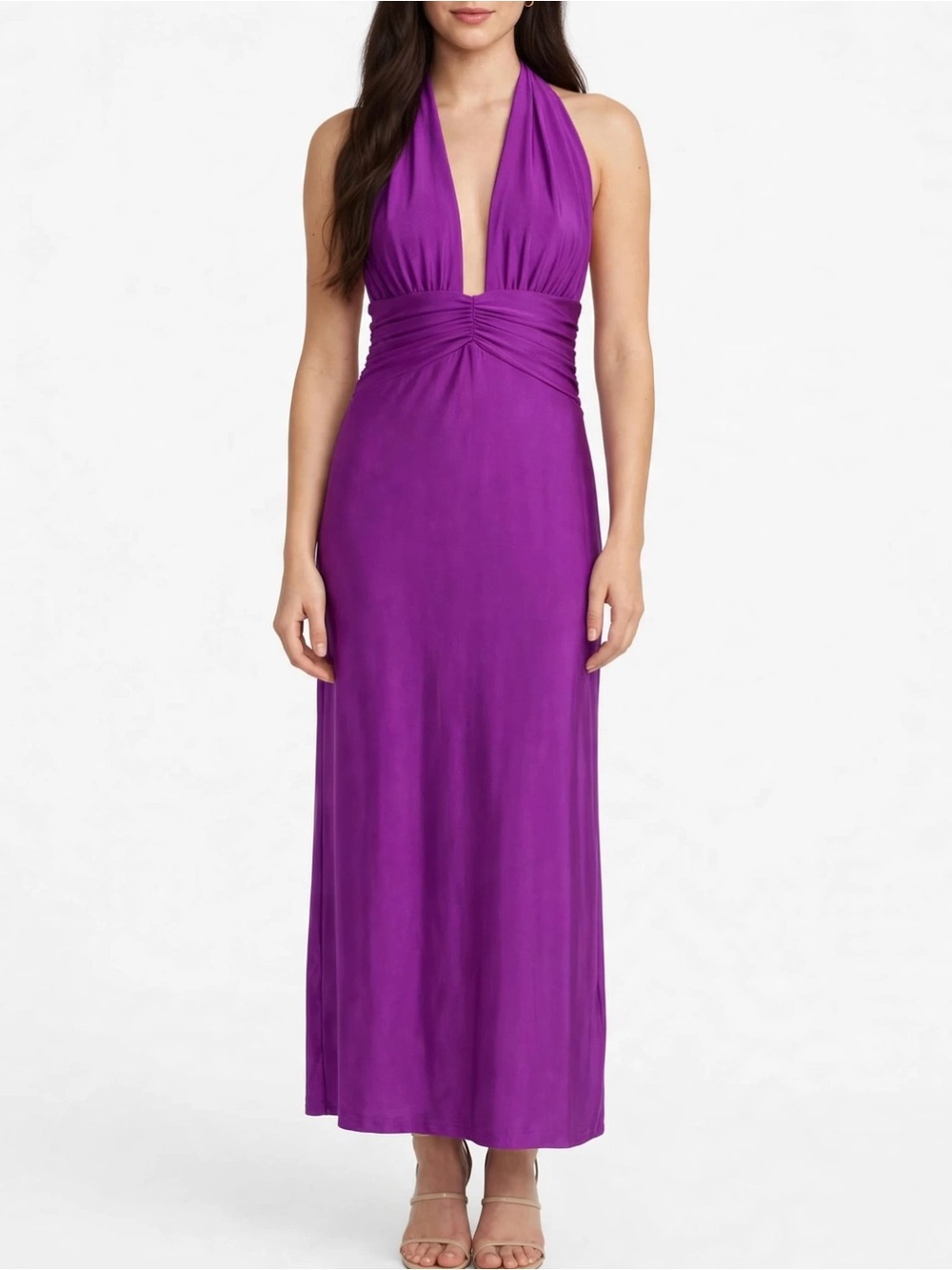 Purple Halter Maxi Dress large back detail size large